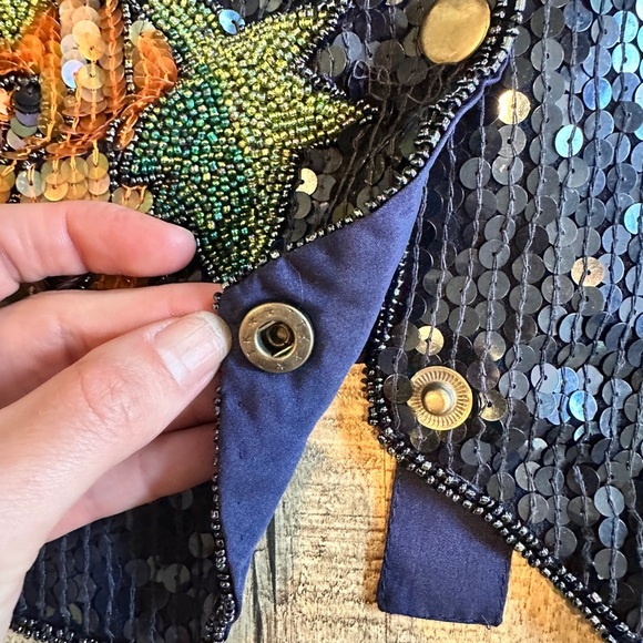 VTG The Quacker Factory Sequined Halloween Vest 1X Ghost Pumpkins Moon Black Cat - Picture 3 of 6